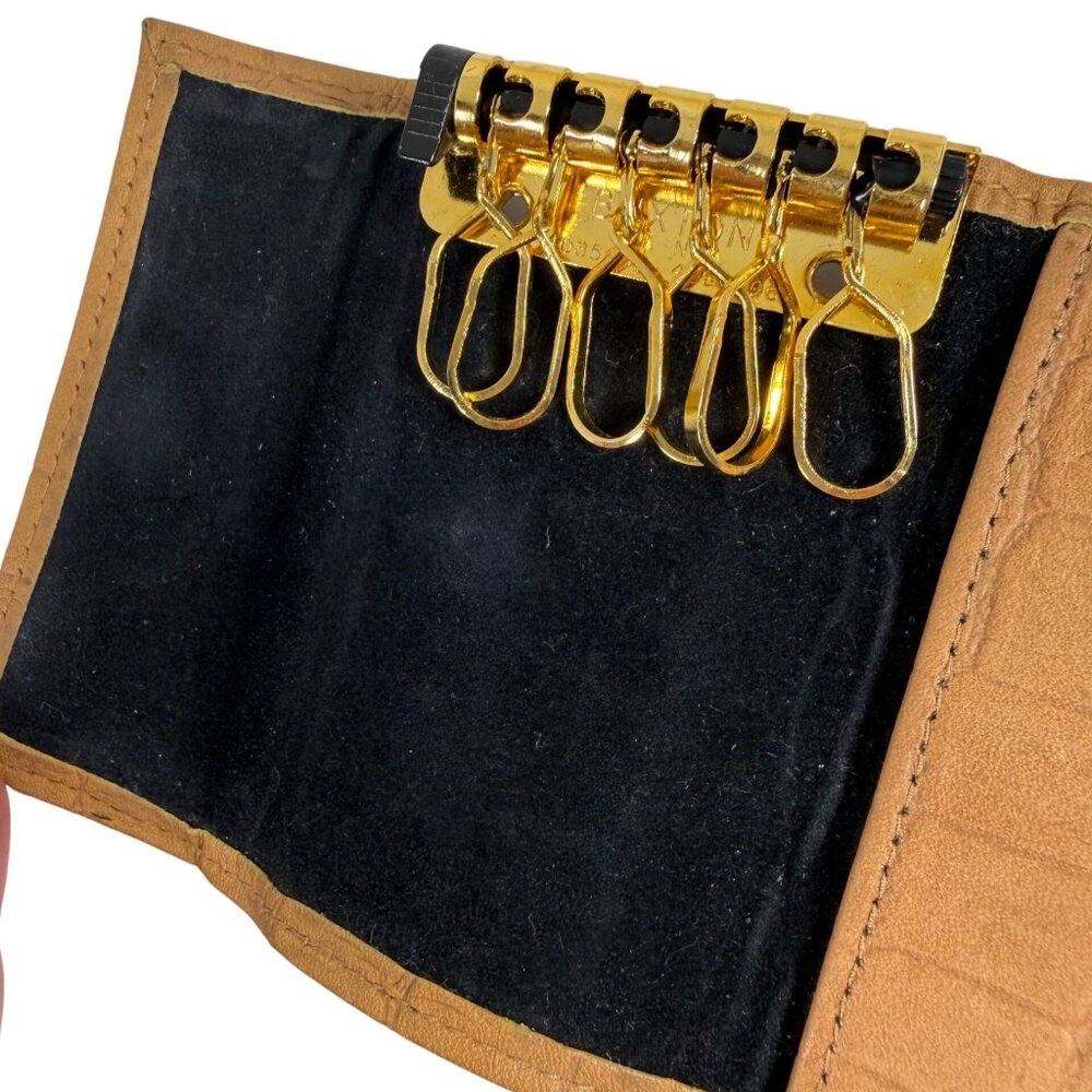 Vintage Buxton Key Tainer Croc Embossed Leather Trifold Key Holder Organizer - Picture 4 of 9